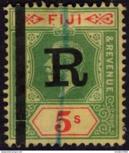 FIJI 1914 KGV 5/- Green & Red/Yellow SG136  Revenue-Stamp Duty Cancelled