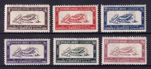 LEBANON — SCOTT 108-113 — 1930 SILKWORM, COCOON, AND MOTH SET — MH — SCV $90