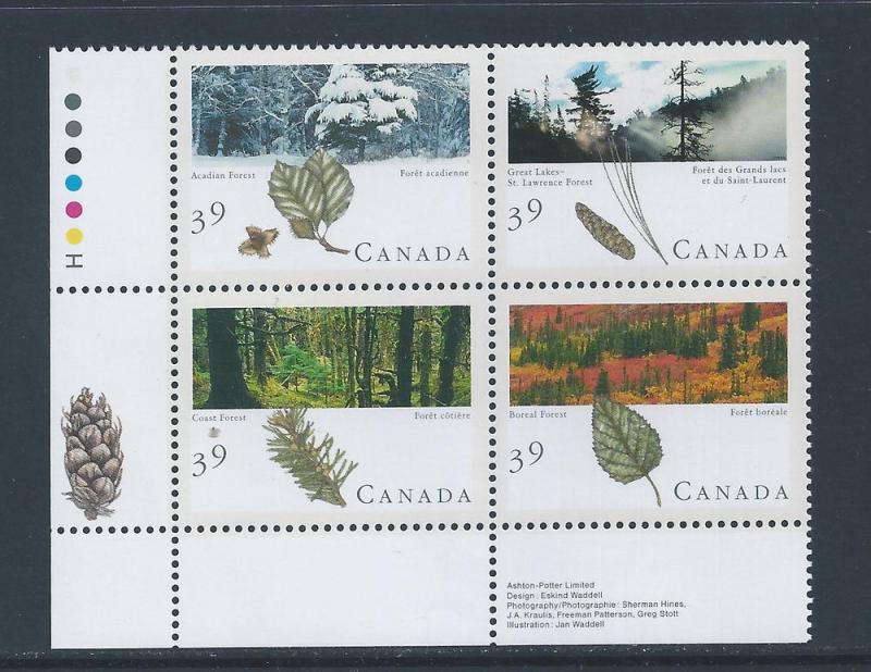 Canada #1286a LL PL BL Majestic Forests of Canada 39¢ MNH5