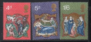 Great Britain Sc 645-647 1970 Christmas stamp set mint NH