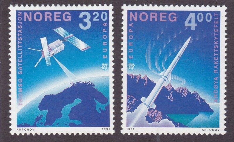 Norway 989-90 MNH 1991 Space Rockets EUROPA Set Very Fine