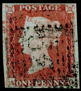 SG10, 1d deep red-brown, USED. 4 MARGINS. AG