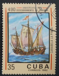 Cuba Sc# 2551  SHIPS  Discovery of America  35c PINTA  1982  used cto