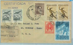 96788 - ARGENTINA - POSTAL HISTORY - Registered  COVER to the USA  - 1955