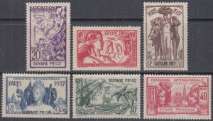 FRENCH GUIANA Sc# 162-7 CPL VLH SET of 6 - PARIS INT'L EXPOSITION ISSUE