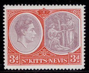 ST KITTS-NEVIS GVI SG73f, 3d rose-lilac & bright scarlet, LH MINT. Cat £28.