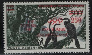 CENTRAL AFRICAN REPUBLIC, C4, LH, 1960, FRENCH EQUATORIAL AFRICA NO C37 SURCHARG