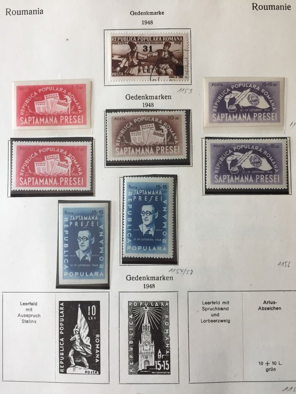 ROMANIA 1947/48 on pages M&U Incl.Imperfs (Apx 65 stamps /APR483 