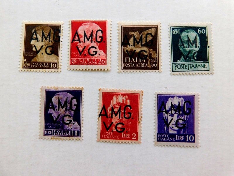 Italy #1LN1//1LN9 Allied Occupation Overprints, 1945, 7 different, Mint/OG/F 