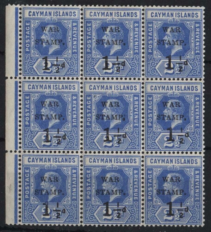 Cayman Is 1917 War Stamp 1½d (type 14) on 2½d sg53 unmounted mint marginal blk