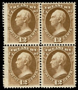 USA #O78 VF/XF to F/VF OG Hr/NH, Block, well centered right stamps, bold colo...