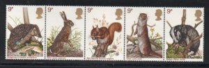 Great Britain Sc 816-820 1977 Wildlife Protection stamp set mint NH