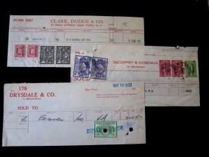 US - 4 STOCK DELIVERY TICKETS w/FEDERAL & STATE STOCK TRANS STAMPS - ca1931-1934