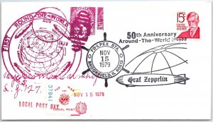 US SPECIAL PICTORIAL POSTMARK COVER ZEPPELIN 50 YEARS LOCAL (ONLY 130 ISSUED) B