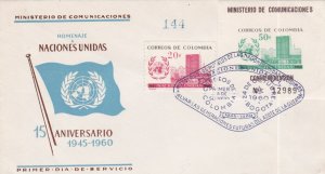 Colombia # 724-725, United Nations 15th Anniversary, First Day Cover