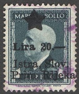 SLOVENIA  Istria 1945 20L on 4L Italy Yugoslav Occupation Revenue, Used VF