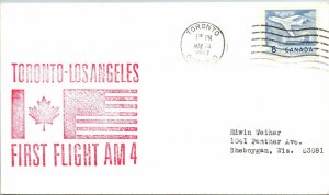 Canada 1967 Toronto ONT First Flight Cover to Los Angeles - L35302