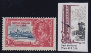 British Solomon Islands, SG 53i, MLH Dash by Turret variety