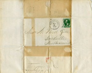 US Scott 158 on 1876 Cover from New Orleans to Sackville New Brunswick Canada