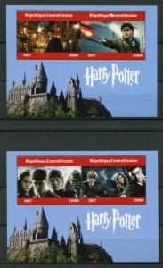 Harry Potter Stamps Central African Rep 2017 MNH Hogwarths Castle 2x 2v M/S