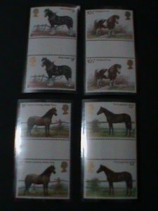 GREAT BRITAIN-1978 SC#839-42  BRITISH HORSES.-GUTTER PAIRS SET-MNH VF-LAST ONE