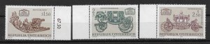 1972 Austria 934-6 Historic Coaches & Carriages MNH C/S of 3