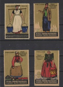 Germany- Set of 4 Advertising Vignette Stamps, Palmefka Margarine, Holland