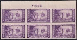 Sc# 755 U.S 1935 Wisconsin Tercentenary 3¢ plate block f21241 MNGAI CV $11.00