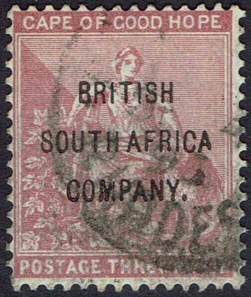 RHODESIA 1896 OVERPRINTED CAPE HOPE SEATED 3D USED