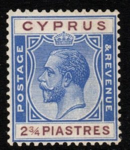 CYPRUS SG109 1924 2¾pi BRIGHT BLUE & PURPLE MTD MINT