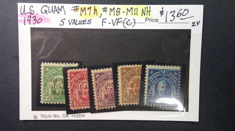 Guam (U.S.Administration) 1930 Scott# M7 Hinged, M8-M11 MNH F-VF set of 5 values