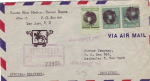 Puerto Rico to Rochester, NY, 1945 Registered, A/M, Spec. Del., Prexie (18080)