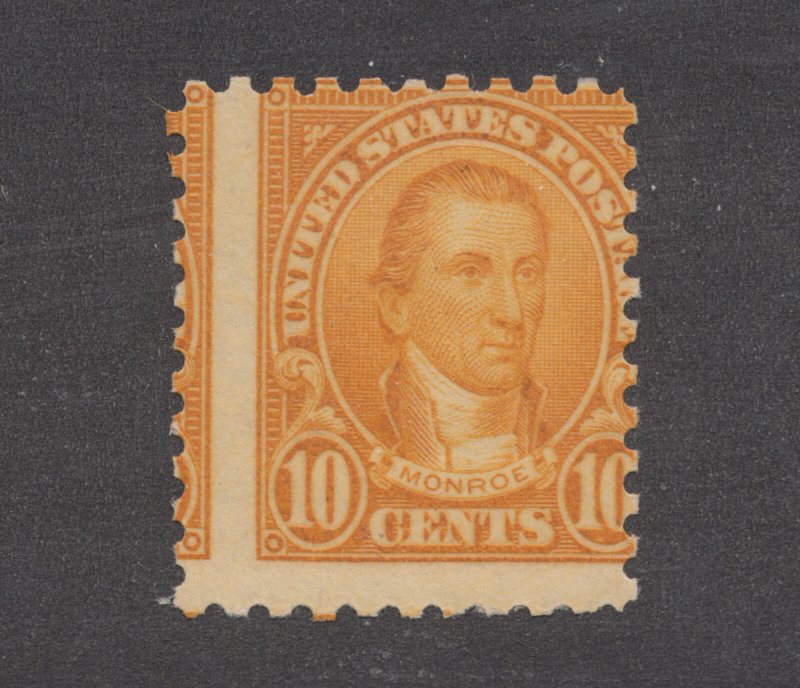 US Sc 591 MNH. 1925 10c orange Monroe MISPERF