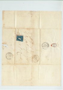 43634 ANTICHI STATI - SARDEGNA : Sass 2 bordo di foglio su BUSTA da TRIORA  1851