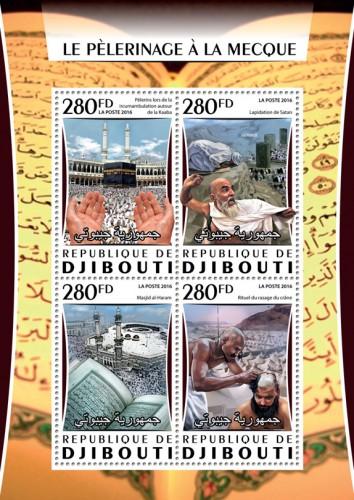 DJIBUTI - 2016 - Hajj, Pilgrimage to Mecca-Perf 4v Sheet-MNH