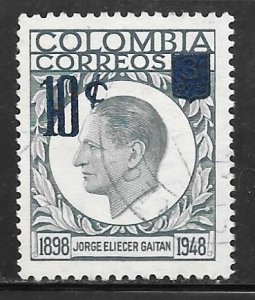 Columbia 698: 10c on 3c Jorge Eliecer Gaitan, unused, NG, F-VF