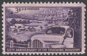 SC#1025 3¢ Trucking Industry, 50 Years Single (1953) MNH