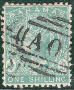 BAHAMAS QV Classic Stamp SG.38 1s Blue-Green (1863) Used Cat £300 OBLUE100