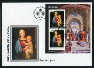 BURUNDI 2022 RAPHAEL THE MADONNA OF THE GRAND DUKE SOUVENIR SHEET FDC