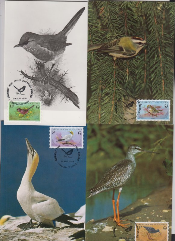 Guernsey 1978 Birds set 4 Maxicards
