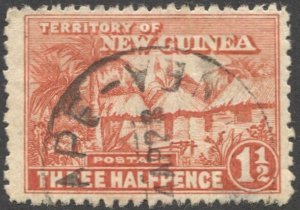 NEW GUINEA 1925 Sc 3, Used  VF 1-1/2d Native Huts, 1928  AITAPE Cancel