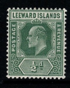 LEEWARD ISLANDS SG37 1909 ½d GREEN MTD MINT 