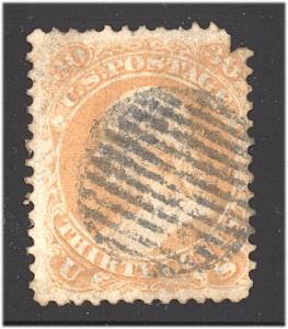 U.S. 1861  Scott #71 used w/ corner missing (CV 200.00)