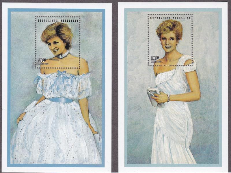 Togo 1997 Princess Diana Royal Gowns Souvenir Sheets (6) Post Office Fresh NH