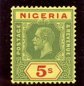 Nigeria 1932 KGV 5s green & red/pale yellow (Die I) MLH. SG 28a. Sc 31a.