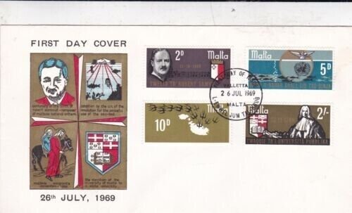 Malta 1969 Anniversaries FDC Valletta cancel unaddressed VGC