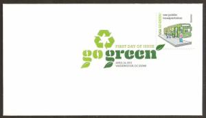 US 4524m Go Green Use Public Transportation DCP FDC 2011