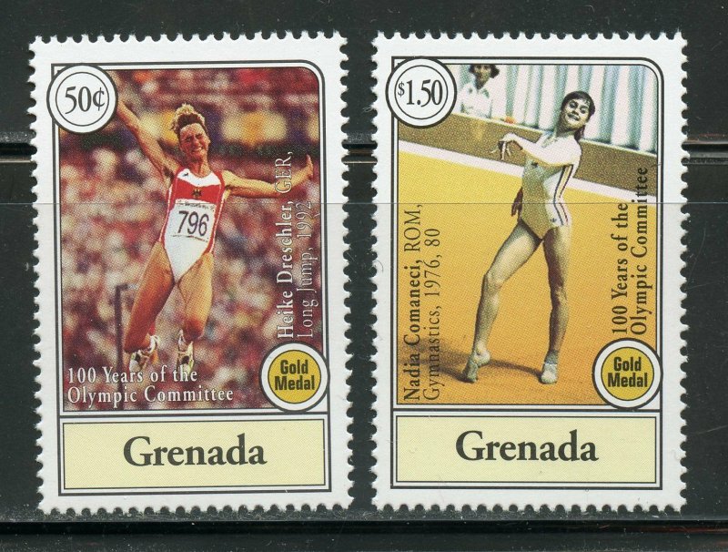 GRENADA  CENTENARY OF THE OLYMPIC GAMES SET & SOUVENIR SHEET  MINT NH  