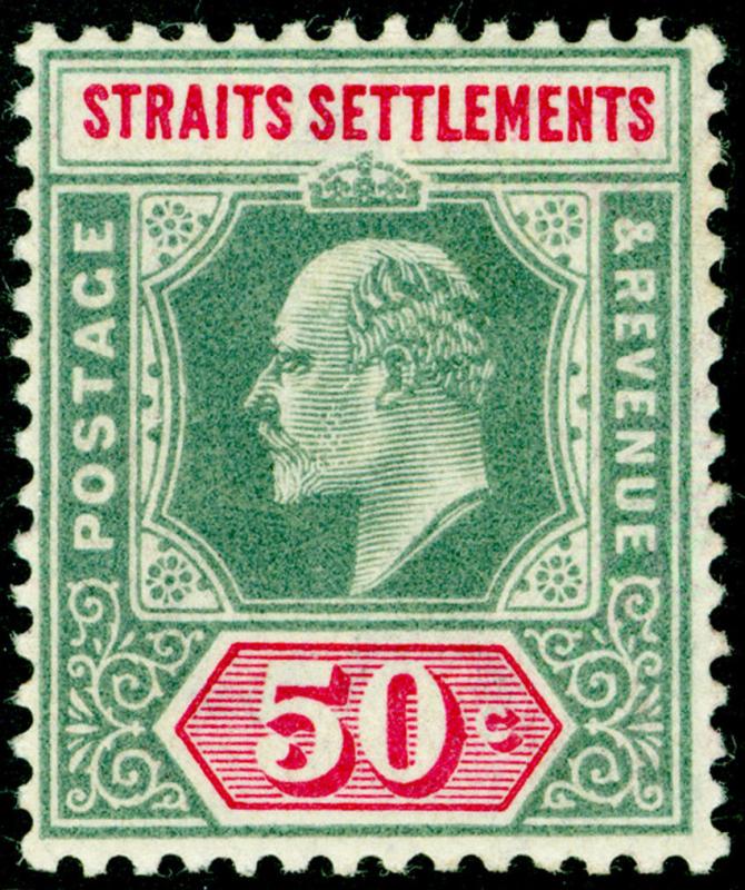 MALAYSIA - Straits Settlements SG118, 50c deep green & carmine LH MINT. Cat £20. 