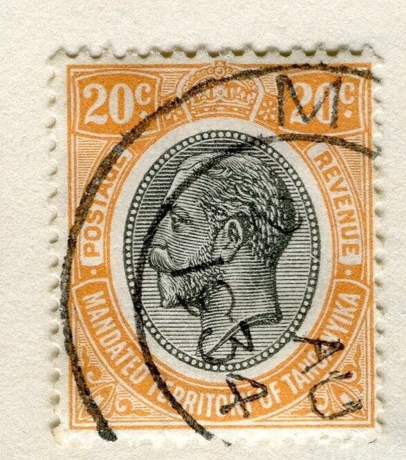 TANGANYIKA;   1927 early GV issue fine used 20c. value